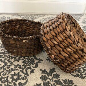 CLEARANCE - FINAL PRICE: 2 Identical Brown Weave Baskets